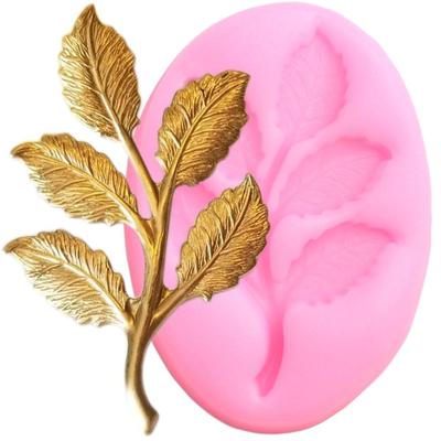 Stampi in silicone con bordi di rami di foglie, topper per cupcake, decorazioni per torte fondenti, gioielli in argilla polimerica, caramelle, cioccolato, gumpaste