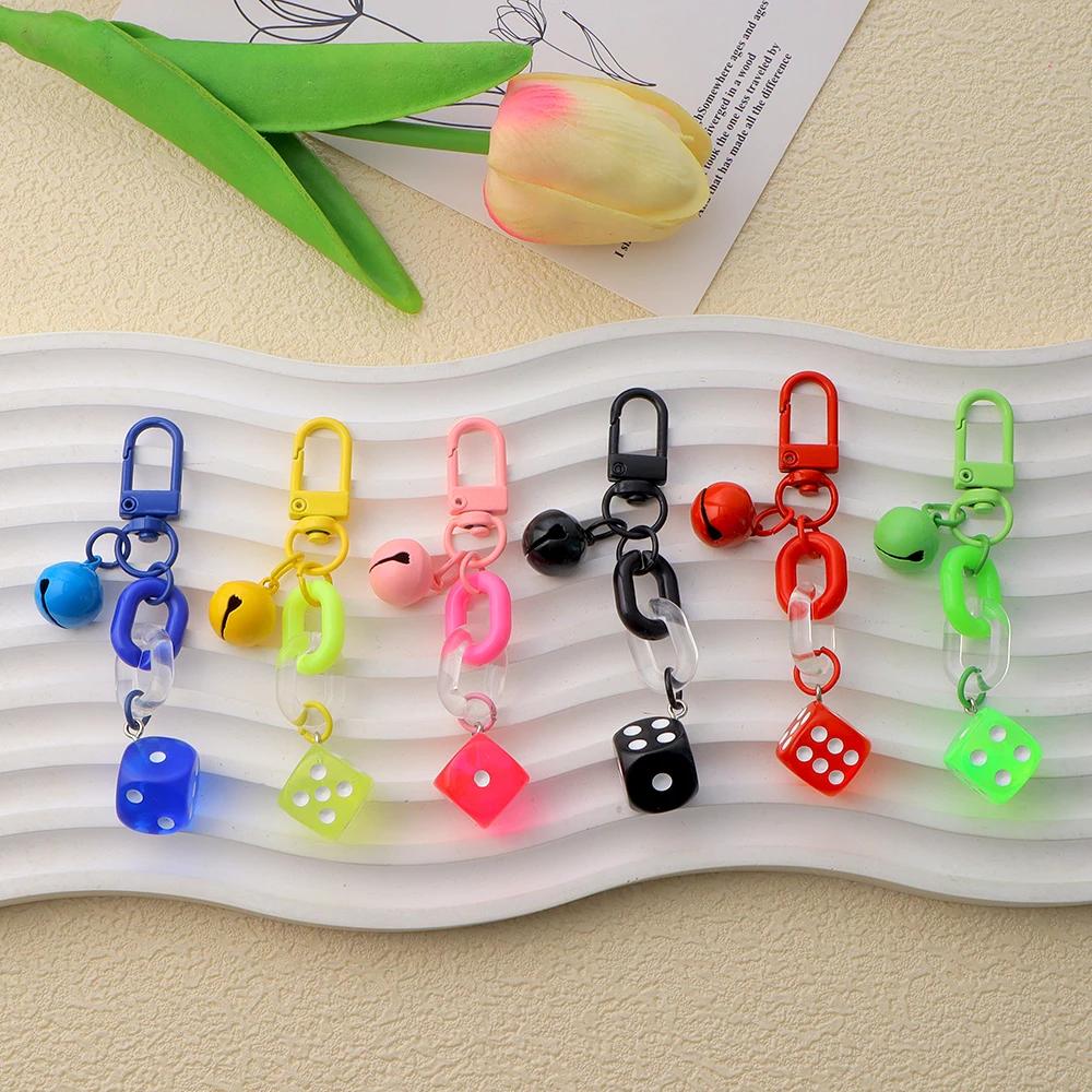 Красочные акриловые кости брелок милый мини колокольчик подвески брелок женский кошелек — фото 3