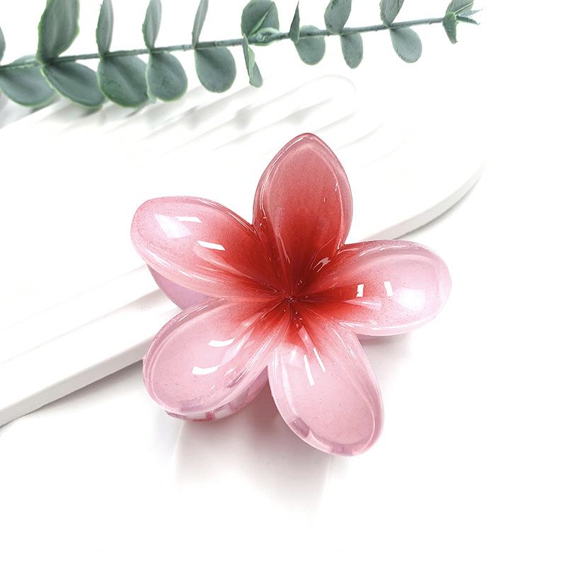 Retro Colorful Frangipani Flower Hair Claw Clip for Women