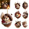 Special Animal Ornament Forest Acorn Hanging Ornament, 2D Acrylic Flat Printed Tree Decor for Christmas, Woodland Creature Pendant, Festive