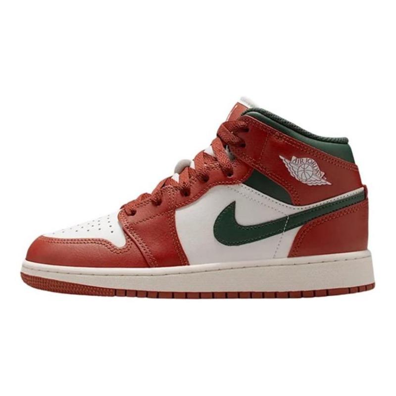 Air Jordan 1 GS mid-top basketball shoes white/red unisex DQ8423-105 39