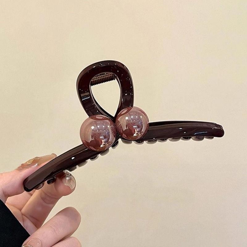 Elegant Pearl Hair Claw For Women Girls Simple Large Shark Clip Trendy Plastic Hairpin  Versatile Hair Accessories Gifts