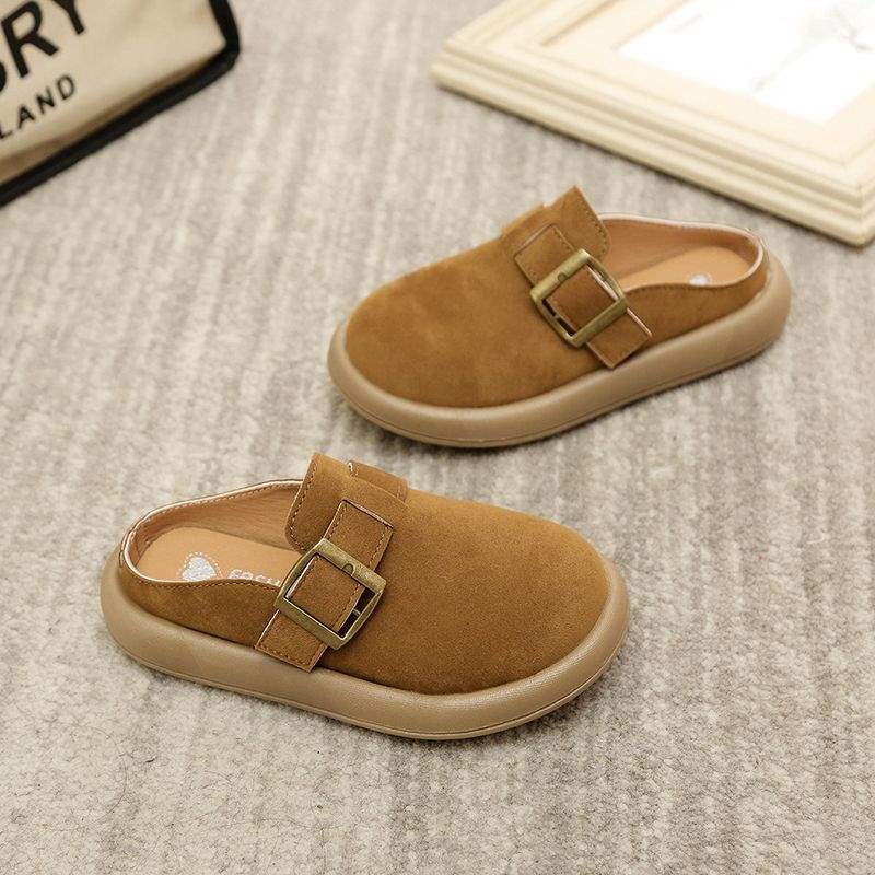 Children's Birkenstocks autumn half slippers 2025 winter new girls cotton mop velvet warm boys bread shoes