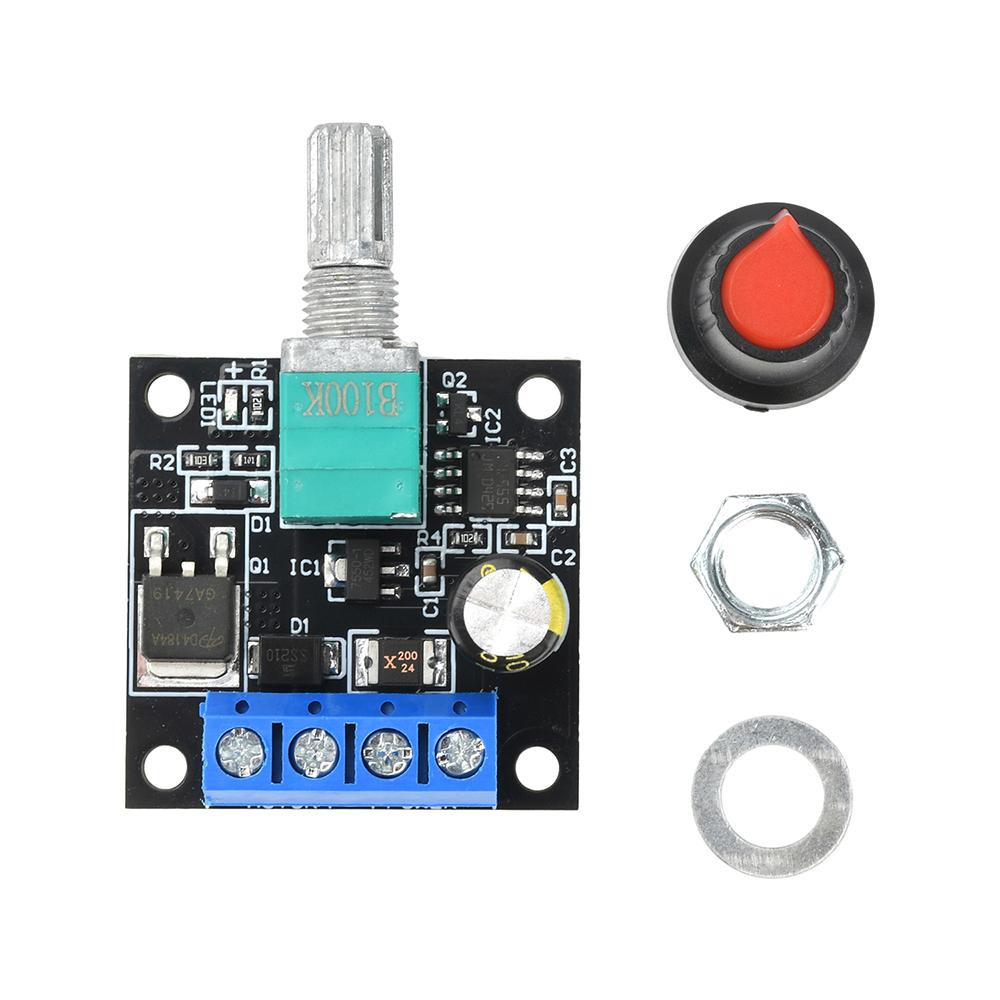 

DC 4.5-24V 2A DC Motor Speed Controller Fan Speed Controller Brush Control Module with Switch 1-100% Duty Cycle Adjustable чорний