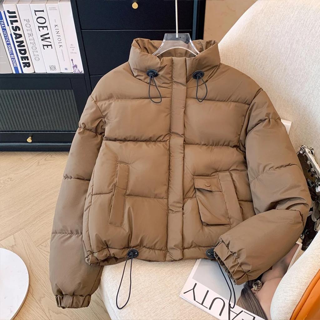Women Off White Parka Jacket Fashion Warm Cotton Jacket Outerwear Harajuku 90s Korean Vintage Padded Jacket Winter 2000s Clothes