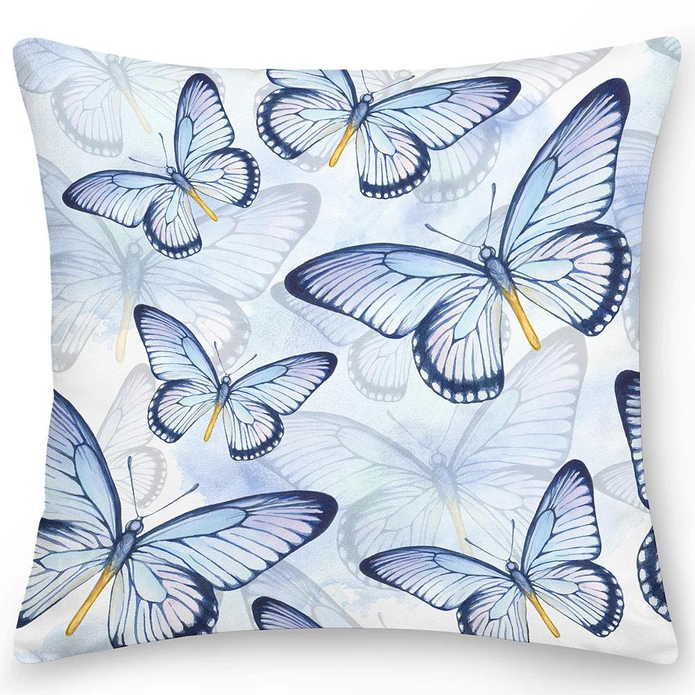 Față de pernă pătrată Pernă Fluture Sofă Decor pentru casă Față-verso Floare