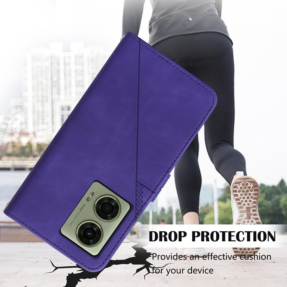 For Motorola Moto E14 4G/G04 4G/G04s 4G/G24 4G Leather Case with Hand Strap Wallet Stand Phone Cover