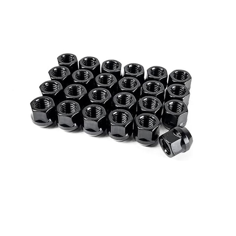20 PCS  Open End  Lug Nuts  Black 3/4"(19mm) Hex  0.84” (21mm) Height  60 Degree  Wheel Nuts Black