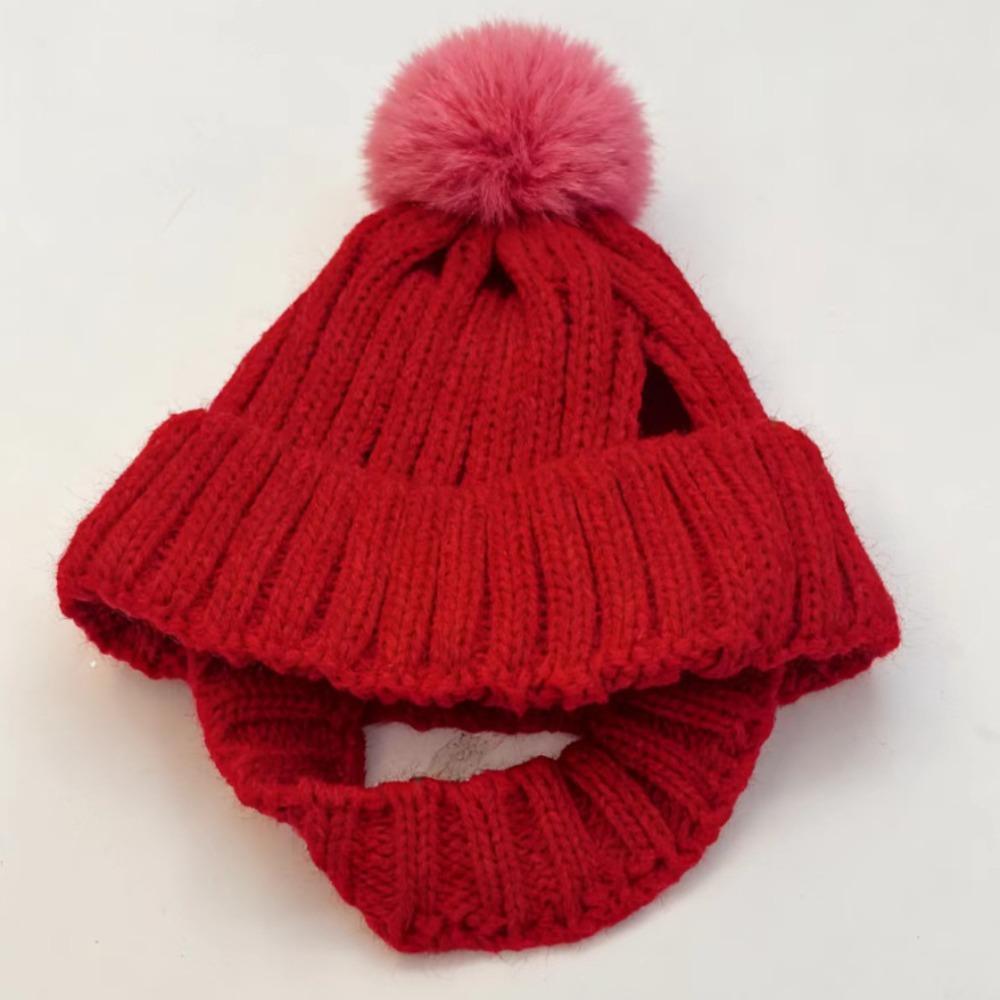 Headgear Ear-Exposed Pet Knitted Hat Warm Knitted Pet Ears Covers Warm Puppy Cap Winter