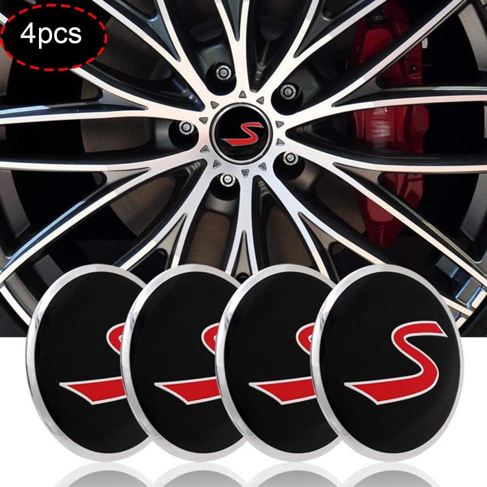 S Letter Pattern Car Wheel Center Cap Stickers, Truck Hub Cover Emblem Decals, for Mini Cooper S Coupe Countryman Clubman, 56.5mm/2.22inch Pack of 4