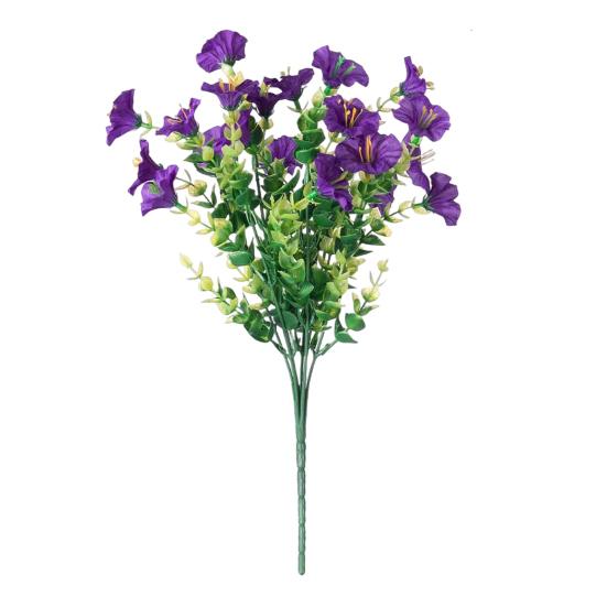 

Искусственная ипомея с листьями эвкалипта, устойчивая к УФ-лучам, реалистичный искусственный шелк фиолетовый