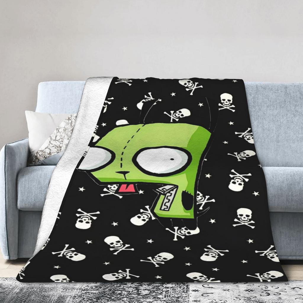 Invader Zim Taco Gir Y2K Cartoon Knitted Blanket  Fleece Throw Blankets Bed Sofa Decoration Soft Warm Bedspread