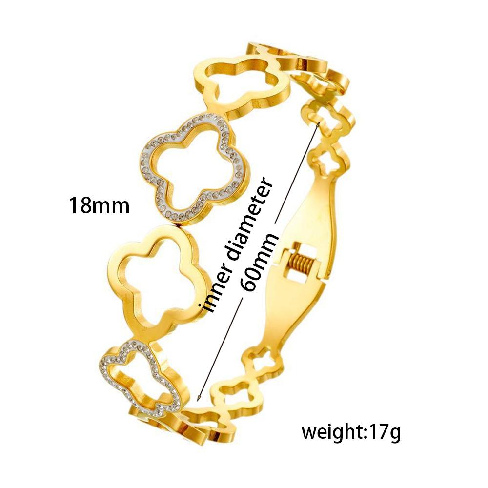 2026 New Hollow Four-leaf Clover Bracelet, High-end Sense Diamond-encrusted Bracelet, Light Luxury Temperament, Fashionable and Versatile.