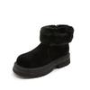thick-soled leather real hair snow boots for women, piled thickened cotton shoes for autumn and winter to keep warm Martin boots for women