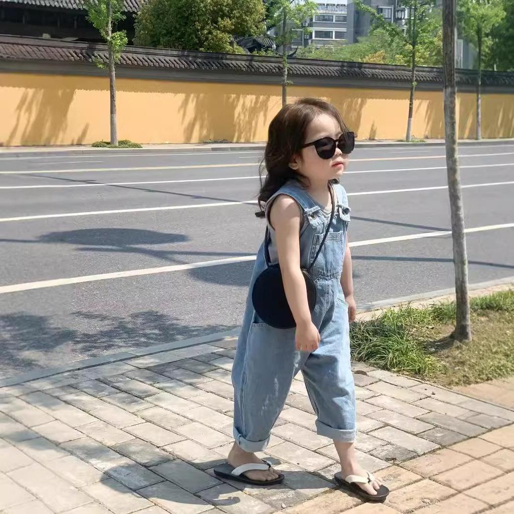 Girls' Denim Overalls with Gray Vest - Clearance, No Returns/Exchanges