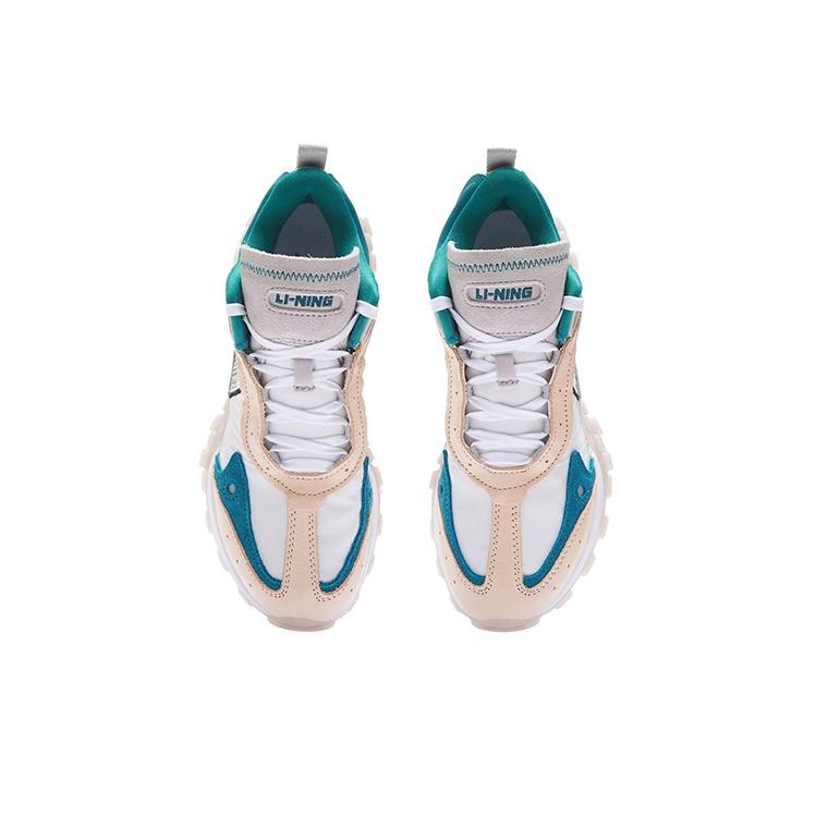 Li Ning Overload Fabric Leather Shock Absorbing Non-Slip Wear-Resistant Low-Top Casual Shoes Women Casual Shoes AZGS082-3