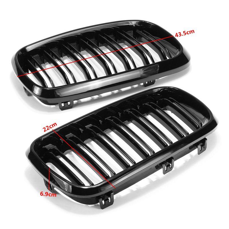 Gloss Black Car Grille Grill Front Kidney 2 Line Double Slat For BMW X5 F15 X6 F16 X5M F85 X6M F86 2014-2018 Car Accessories