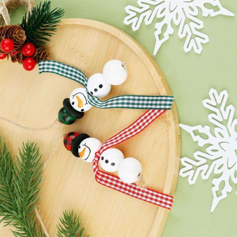 Christmas Wooden Beads for Craft Round Craft Beads Winter Snowmen Beads Crafts DIY Jewelry Making Home Party Decorations