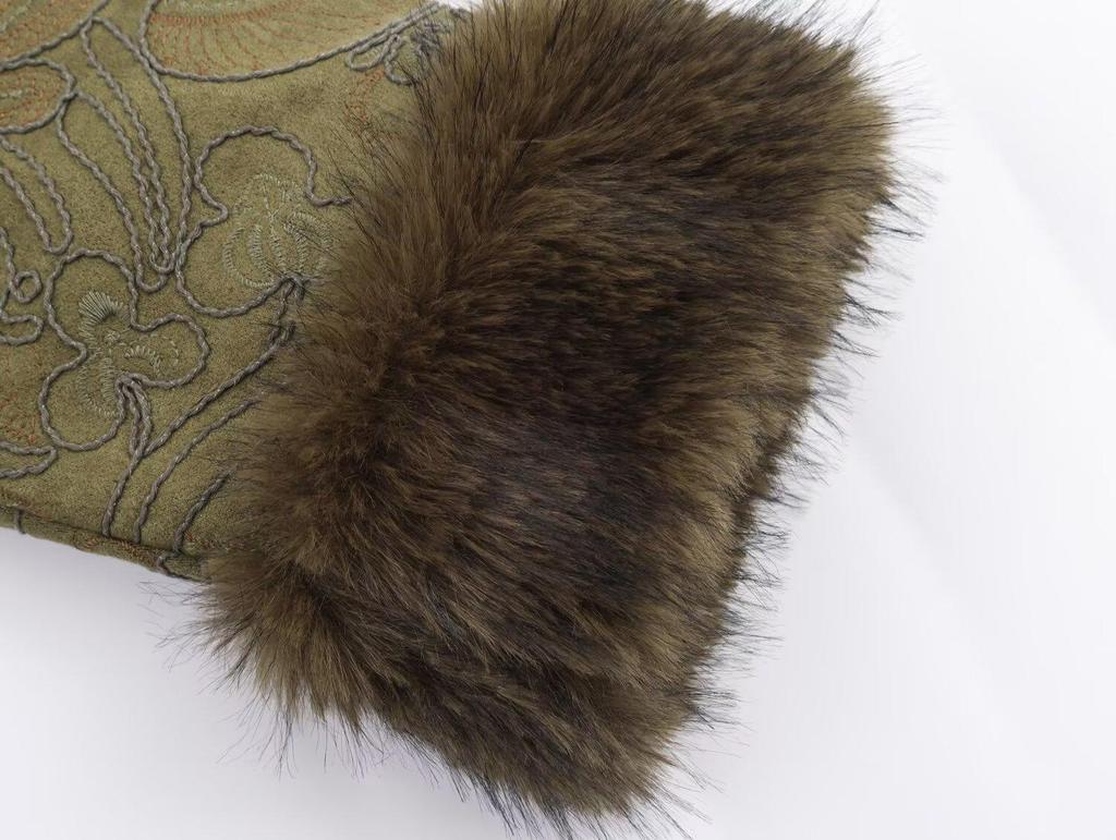 European and American Women's Fashion: Embroidered Double-Sided Faux Fur Coat