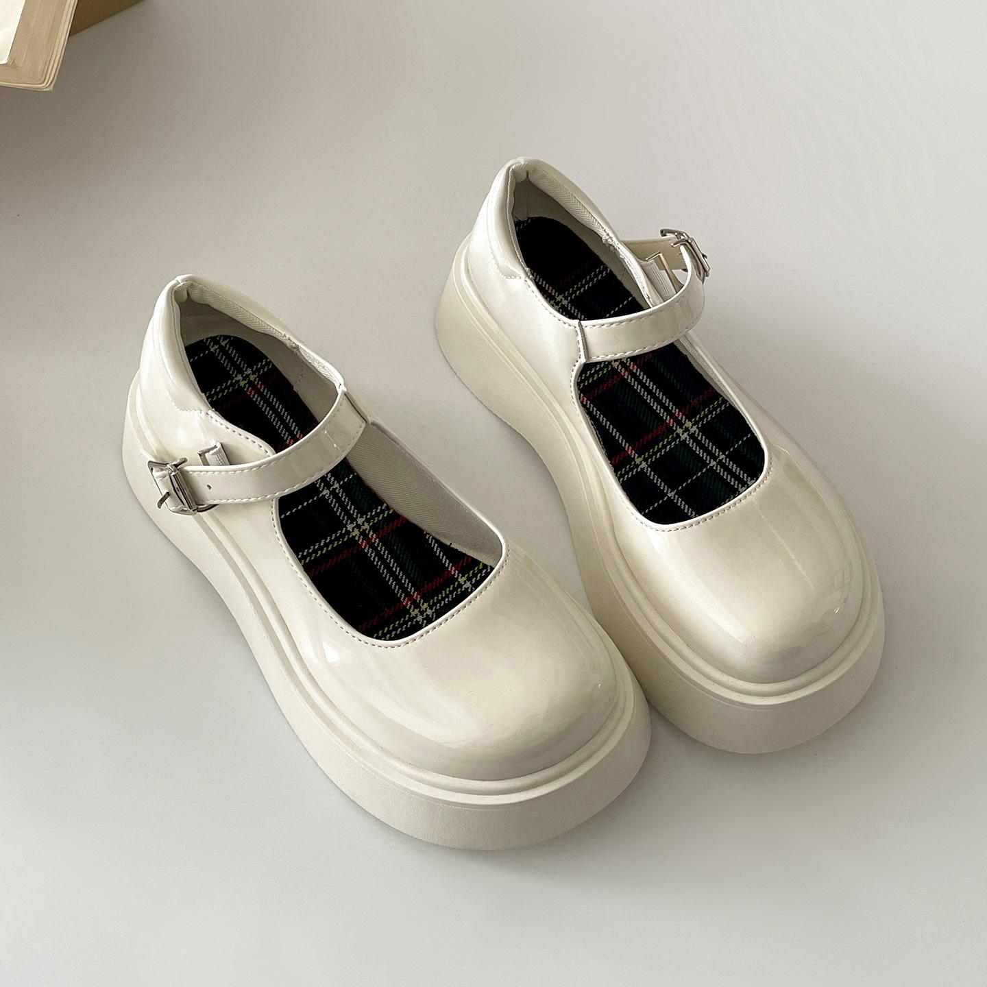 

Fashion classic black French platform small leather shoes shallow mouth single shoes women s summer 2025 new versatile Mary Jane shoes 40 бежевый