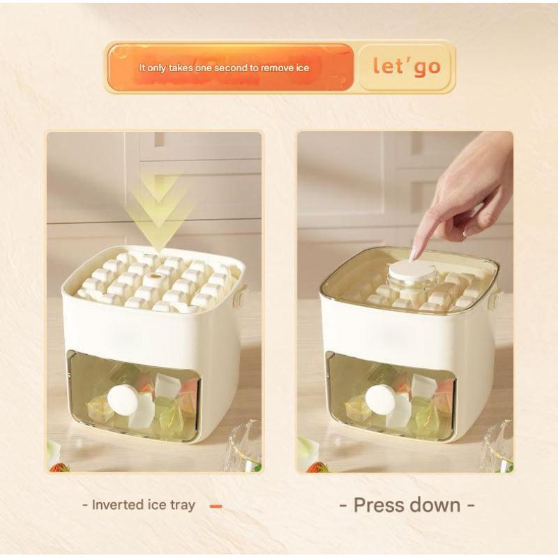 Ice Cube Tray Mold for Home Use, Large Silicone Ice Tray with Lid, Storage Box for Freezer, Ice Cream Freezing Tool Cold Kettle