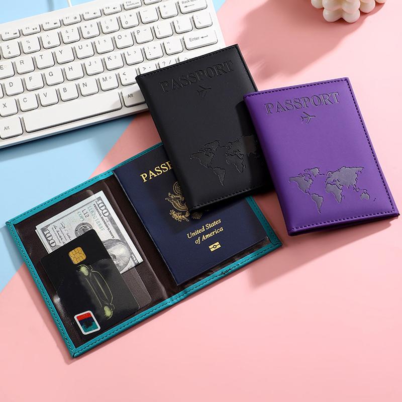1pc Passport Holder Slim & Portable Map Essential Cruise Passport Cover for Travel PU