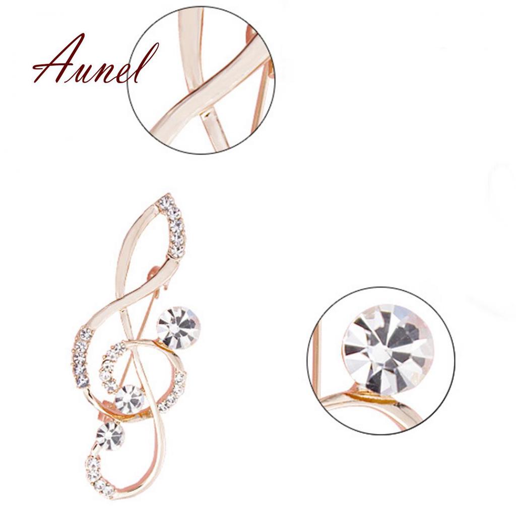 Music Note Scarf Brooch Rose Gold Treble Clef Pin Jewelry Women's