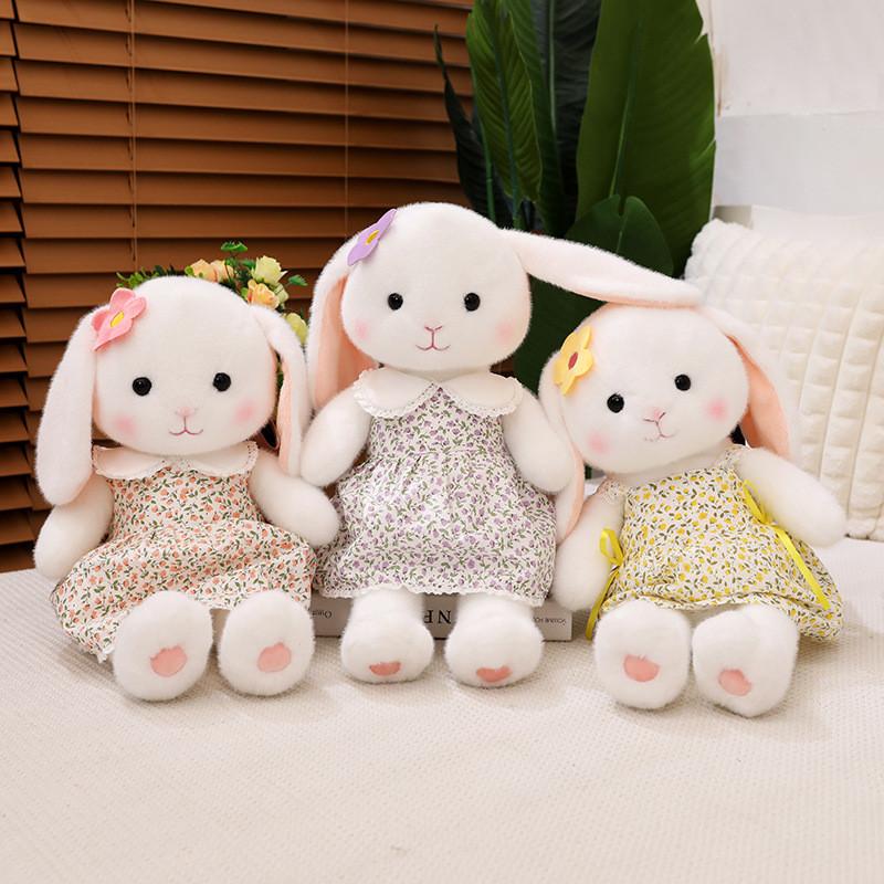 Dress Floral Colorful Emily Rabbit Plush Toy With Soft Pp Cotton Filling Children For