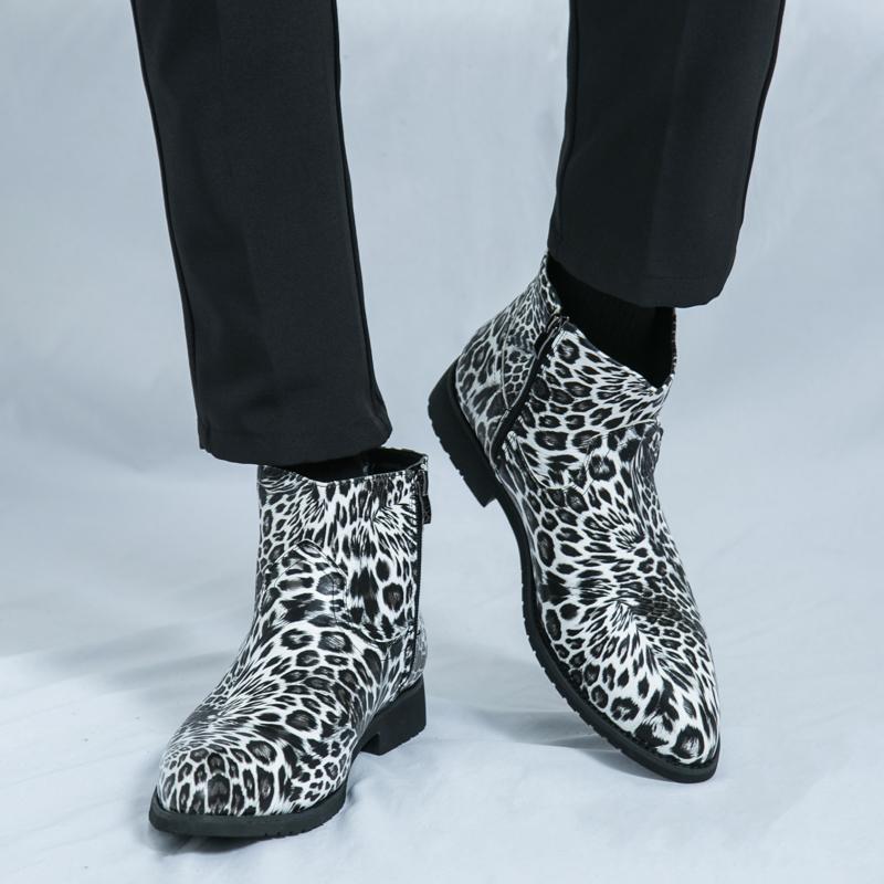 Fashion Autumn New Leather Men Boots Fashion Trends Pointed Platform Casual High-top Chelsea Boots Anti-slip Wearable Quality Men Shoes