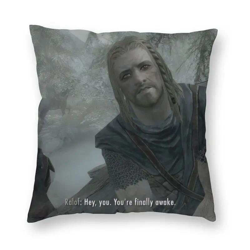 Helenal Unisex Hey You Youre Finally Awake Skyrim Meme Cushion Cover Sofa Decoration Square Throw Pillow Case 40X40cm