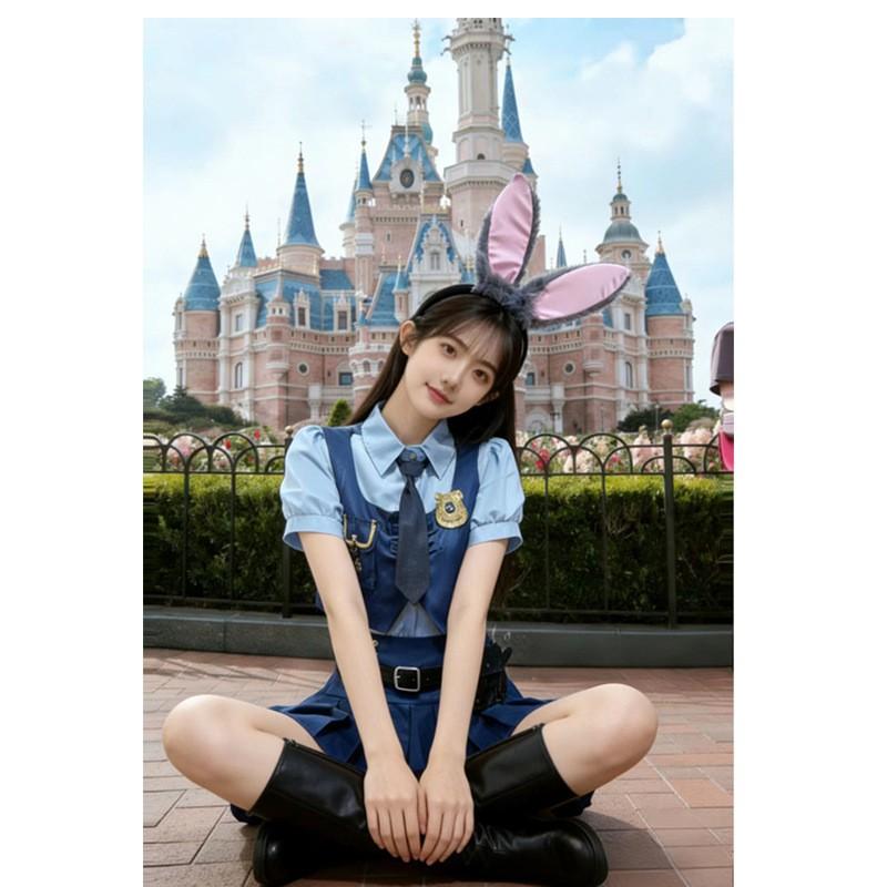 Zootopia Judy Hopps Cosplay Kostume Sæt Kvinder Halloween Rollespil Outfit Spandex Nederdel Bukser Uniform