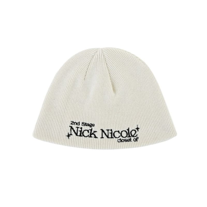 NICK&NICOLE BLINK LOGO LETTERING BEANIE_IVORY