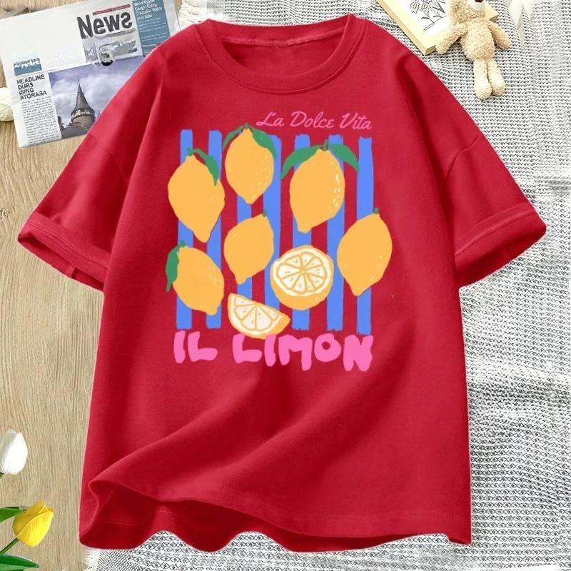 

2026 Lemon Tshirt Italian Summer Fruit T Shirt Short Sleve Loose Tshirt Women Ladies Vintage Graphic Tees Aesthetic Clothes S