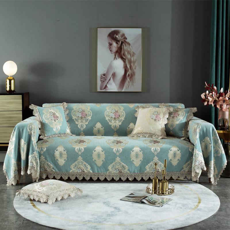 Vintage Europäische Chenille Sofabezüge, 3-Sitzer Sofa Handtuch, Jacquard Spitze, L-Form Sofa Abdeckung, Armlehnen Schutz, Überwurf Pad Left chaise180x260cm