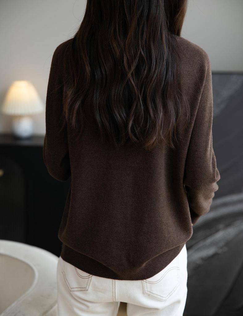 Women's Wool Round Neck Knit Cardigan - Versatile Autumn/Winter Sweater Outerwear