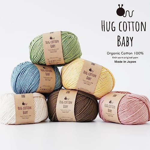 Knitworm Hug Cotton Baby Yarn, Medium Weight, 5 Balls, 30g (Approx. 81m), 100% Cotton (4. Light Green)