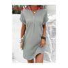 Womens V Neck Striped Polyester Casual Dress With Buttons For Office Wear