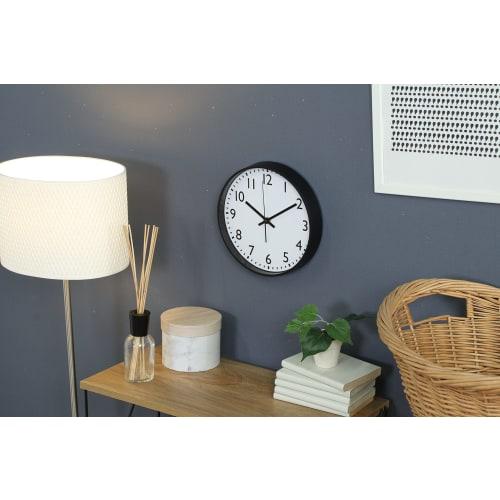 Fujiboeki Wall Clock, 25cm W X 4cm D X 25cm H, Black, Silent, Continuous Second Hand, Simple Design, 37858, Small