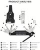 Durable Iron 16-in-1 Bike Repair Tool Portable Chain Splitter Hex Spoke Wrench Screwdriver Multitool Universal Fit for Bicycles