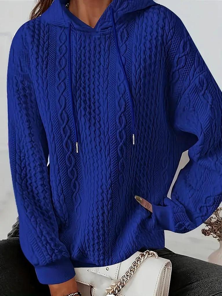 European & American Women's Jacquard Loose Hooded Knitted Sweatshirt