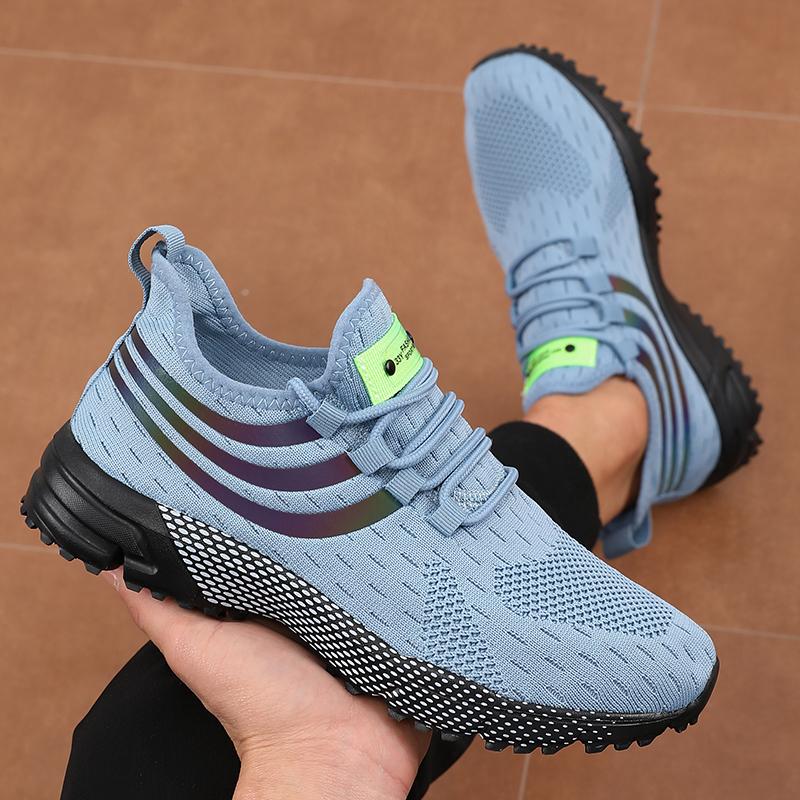Men's Running Shoes Woven Mesh Breathable Shoes Summer New Sports Leisure Shoes Lightweight Comfortable Non Slip Travel Shoes