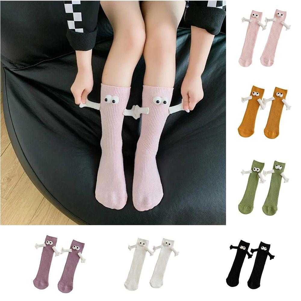 

Mid Tube Kids Hand Holding Socks With Eyes Magnetic Suction 3D Socks Creative Summer