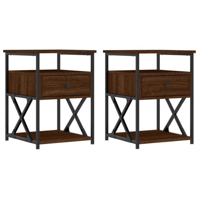 VidaXL Bedside Tables 2pcs Brown Oak 40x42x55cm Engineered Wood 826082
