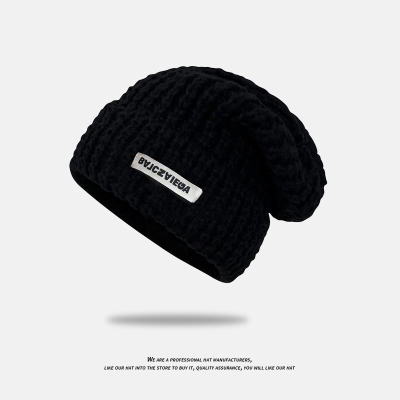 Autumn and Winter Korean Style Versatile Large Head Circumference Showing Face Small Knitted Hat Warm Large Version Pile of Hats