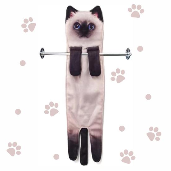 Ręcznik do rąk 3D Kotek Kitty Ręcznik do rąk z zatrzaskami Wiszący Dekoracyjny Miękki Chłonny Szybkoschnący Ręcznik do twarzy Artykuły łazienkowe