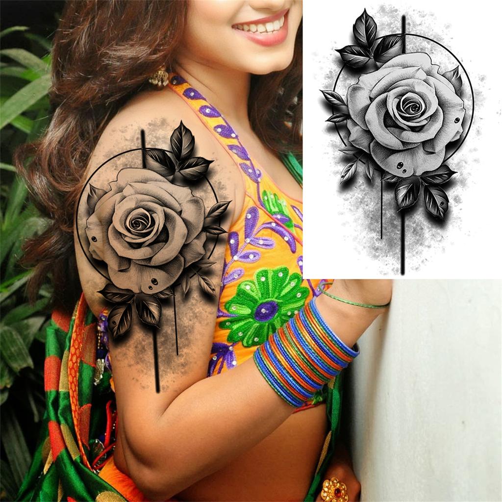 Realistic Sexy Peony Tattoos Temporary Women Adult Flower Arm Tattoos Sticker Waterproof Fake Floral Bloosom Body Leg Art Tatoos