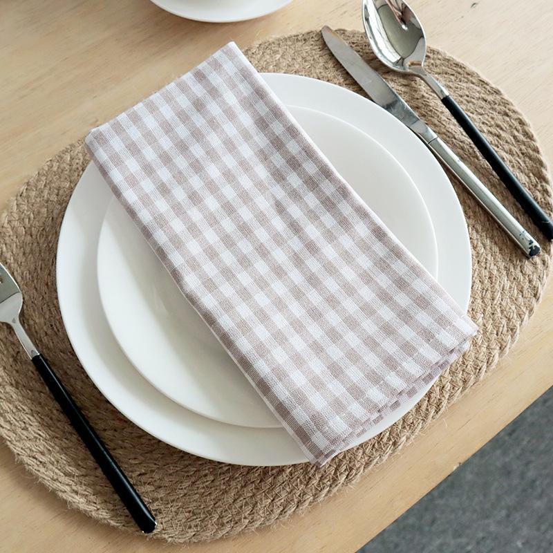 Gingham Napkin 45Cm X 45Cm Cotton Small Check Cloth Table Napkin Wedding Christmas Party Red Gray Blue Decor