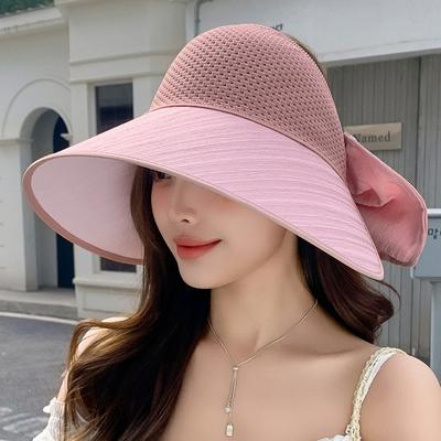 Creative Dual-use Shawl Bow Sun Hat Outdoor Breathable and Can Tie Ponytail Empty Top Hat Neck Protection Sun Hat