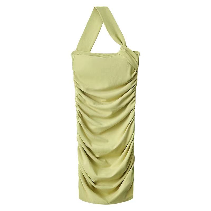 Pure desire sexy sweet and spicy one-shoulder pleated hip skirt summer bandeau design short skirt slimming hip dress