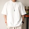 Heavy Small Neckline Short-sleeved T-shirt Men's Loose Summer Casual Solid Color Anti-wrinkle Large Size T-shirt